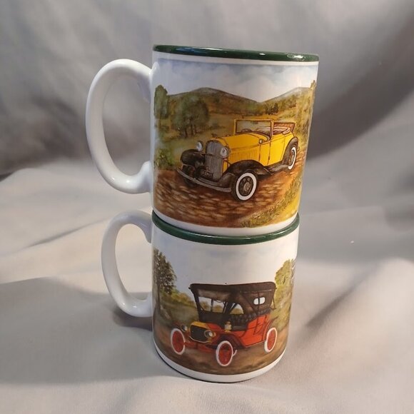 Flowers Inc Balloons Antique Cars Coffee Mugs Tea Cups S. Tuck Artist 1980s - Picture 4 of 11